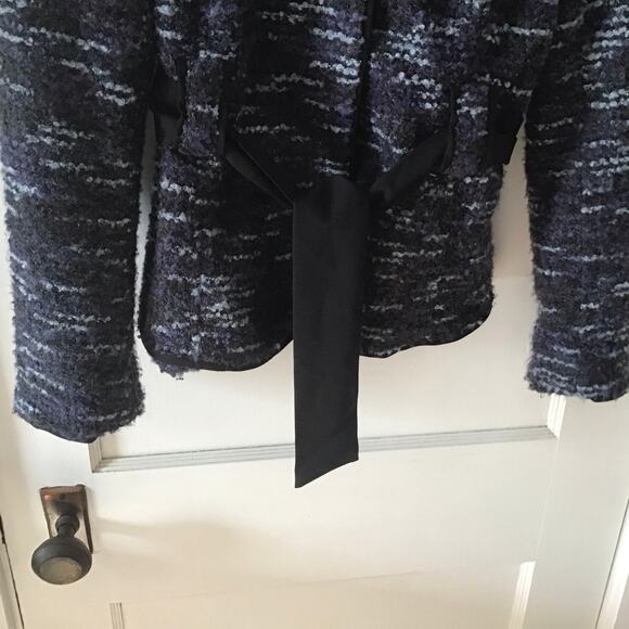 Sandro Sportswear tweed cinched tie waist peplum jacket Medium - Picture 4 of 9